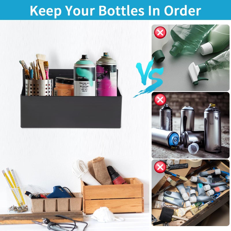 Rechabite Magnetic Aerosol Spray Can Holder  Magnet Toolbox Bottle Holder  Tool Box Storage Rack for Garage and Home  Craft Workspace  Mechanic Paint Bottle Can Organizer  Black  3""x8.3"" - Image 5